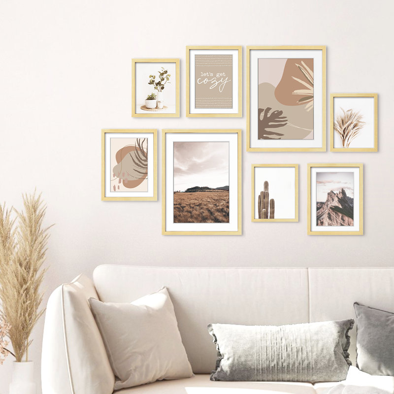 Shivangi 8 Pack  Neutral Gallery Picture Frame Set -Assorted Size Two 11x14, Three 8x10, Three 6x8