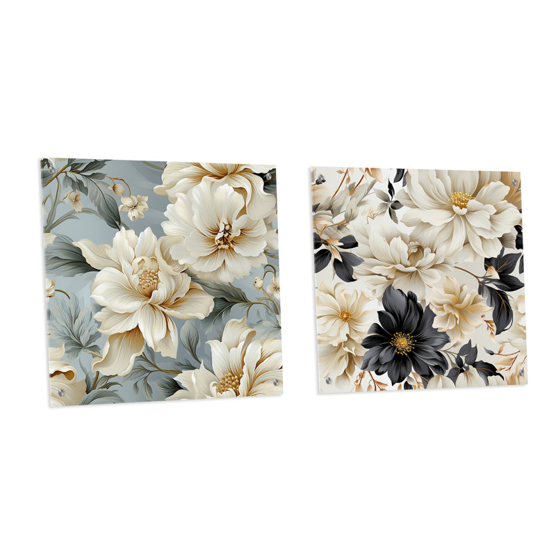 Phebe - Ensemble de 2 art mural en verre acrylique, H 16 po x l 33 po