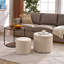 Repose-pieds, ensemble de repose-pieds multifonctionnel, combinaison de repose-pieds et de table, avec tabouret tambour, avec espace de rangement beige-1782514748