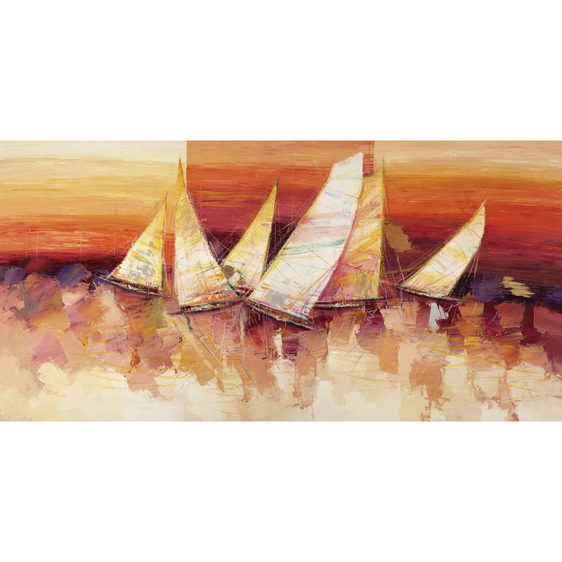 Sailing To The Horizon by Luigi Florio - Wrapped Canvas Painting, 35cm H x 70cm W x 4cm D