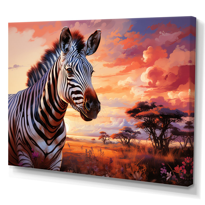 Paysage de zèbre en Afrique, H 24 po x l 32 po x P 1 po