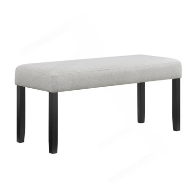 1Pc Light Gray Upholstered Bench Soft Neutral Tone Dark Finish Legs Wooden Dining Room Furniture