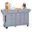 Îlot de cuisine avec comptoir en bois d'hévéa, chariot de cuisine sur 5 roues avec armoire de rangement-1449797396