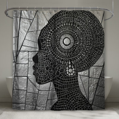 Mosaic Woman Silhouette Shower Curtains Extra Long