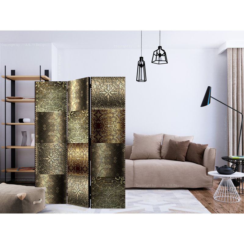Gissell 135cm W x 172cm H 3 - Panel Solid Wood Folding Room Divider
