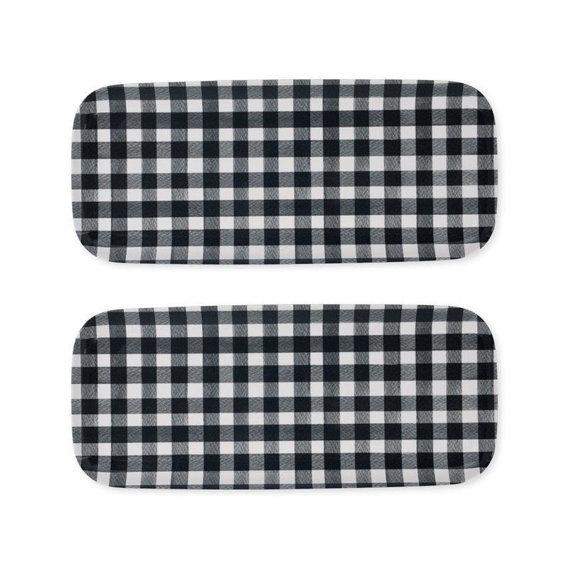 2-Piece Gingham 15" Tray, Black