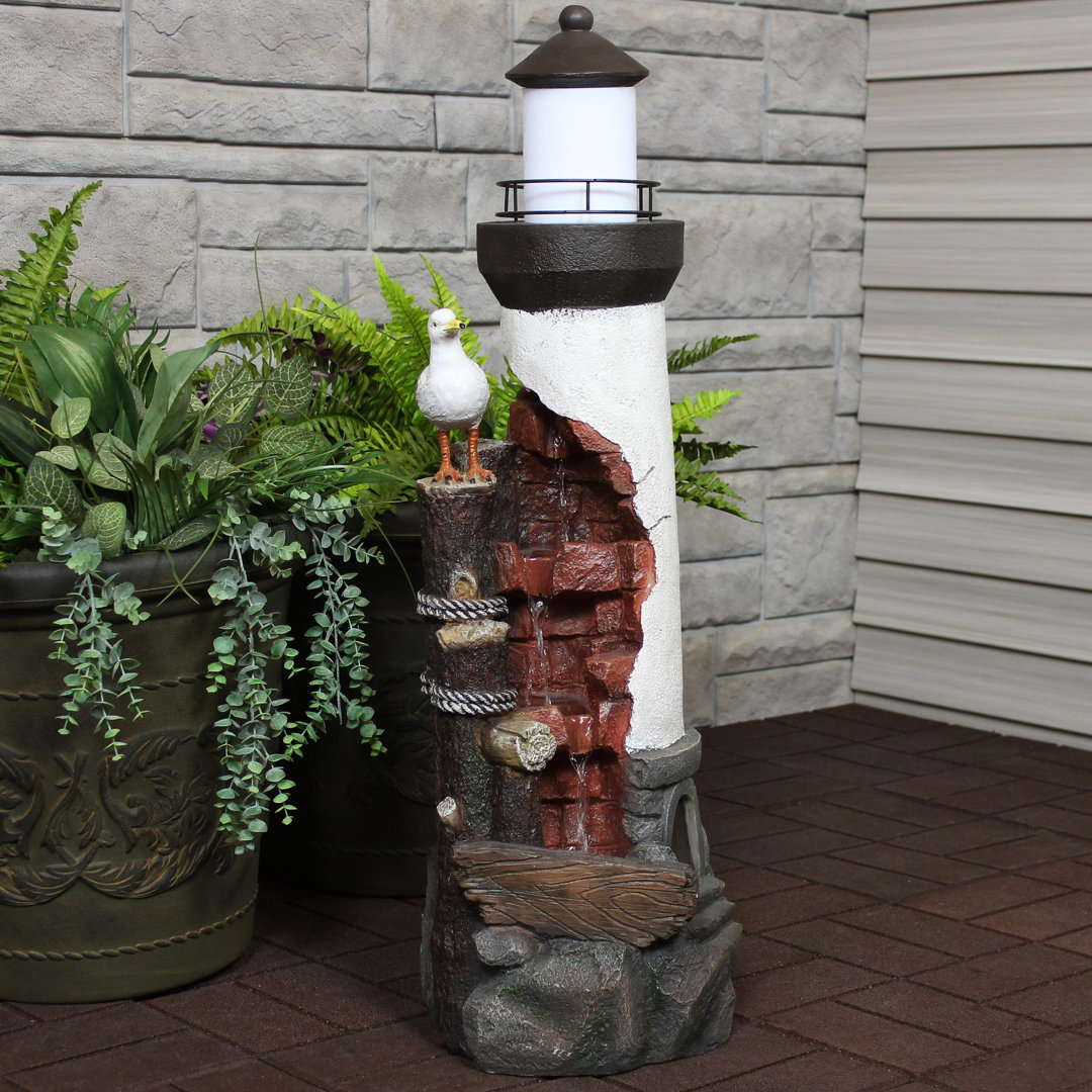 Weather Resistant Floor Fountain with Light Dovecove