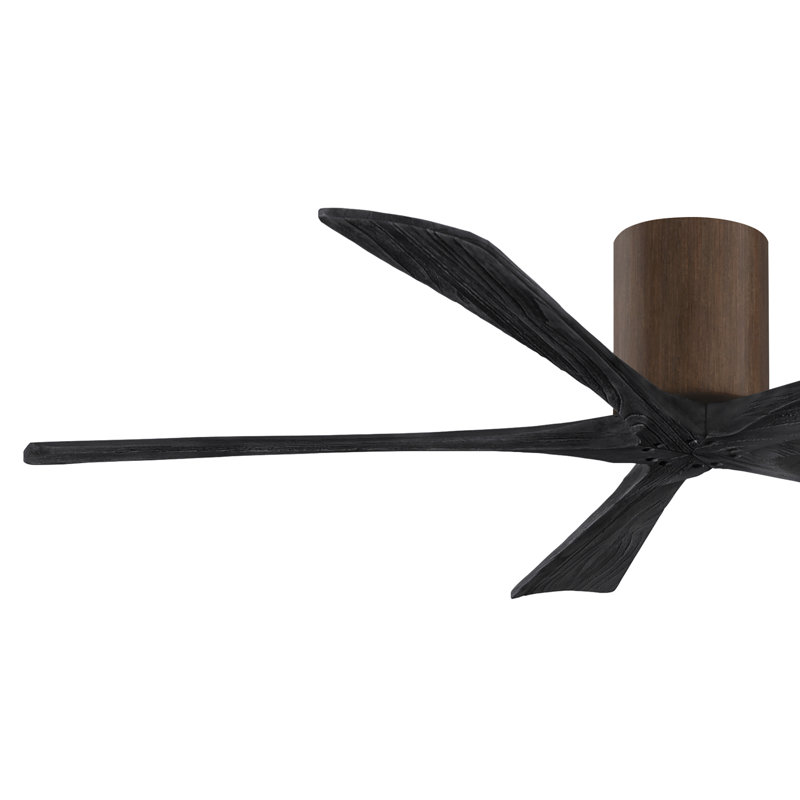 60" Irene 5-Blade Hugger Ceiling Fan with Wall Remote, Walnut, Matte Black, 60"