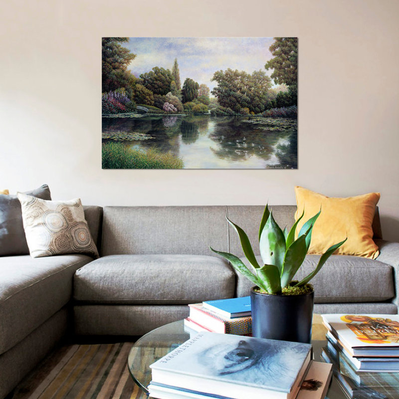 «Tranquil Waters», reproduction sur toile, H 18 po x l 26 po x P 1,5 po, Toile encadrée noire, Pas de tapis