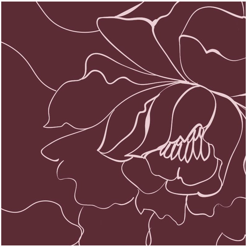 Flower Sketch Floral Peel & Stick Wallpaper by Jamie Graney, 120" W x 180" L, Tawny Port/Blush