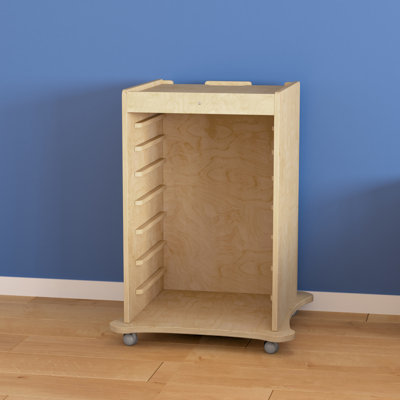 Bright Beginnings Commercial Grade Wooden STEAM Wall Board Mobile Storage Cart with Wheels