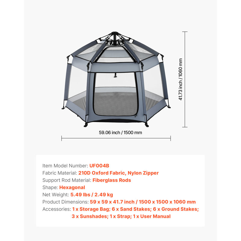 Parc portatif pour bébé intérieur et extérieur avec pare-soleil UPF 50+