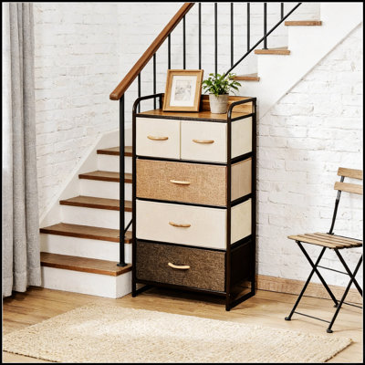 Armoire de rangement à 4 niveaux, organisateur de rangement avec tour de commode autoportante pour le couloir et la chambre à coucher
