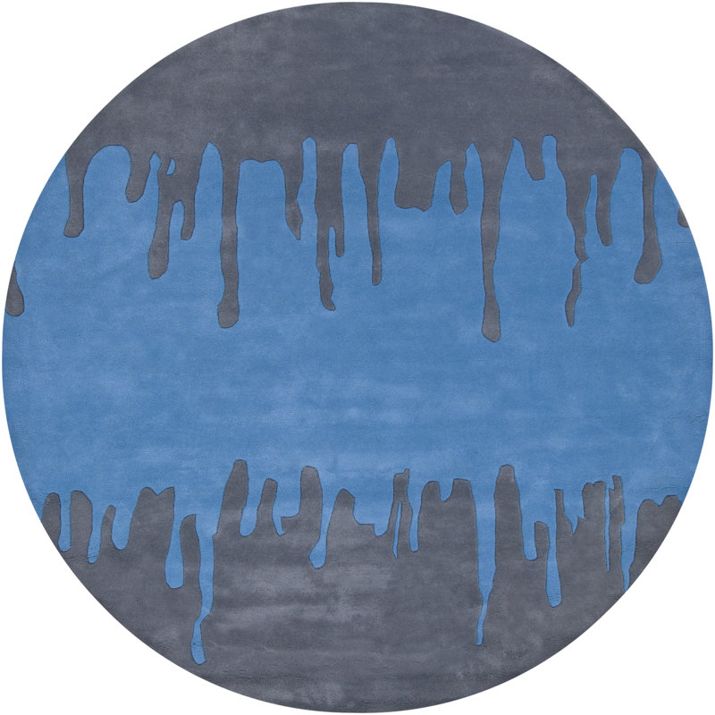 Tapis bleu / gris Perz, Rond 7 pi 9 po