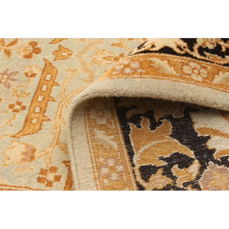 Tapis décoratif en laine noué à la main de conception unique noué à la main New Age de style persan 18/20 brun/noir de 4 pi x 6 pi 1 po