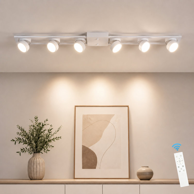 Niala 48.42" W LED Dimmable Flush Mount, White, 6