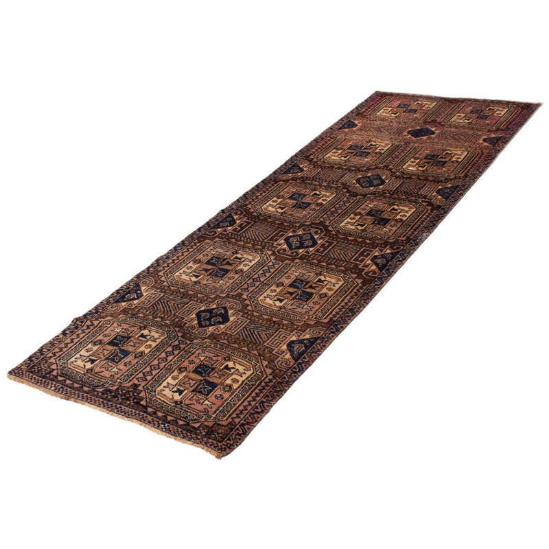 Tapis de couloir unique en laine Atyana 4 pi 3 po x 12 pi années 1990 Atyana