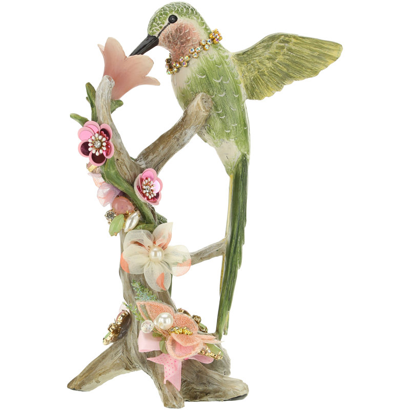 Jeweled Hummingbird on Trunk Sculpture