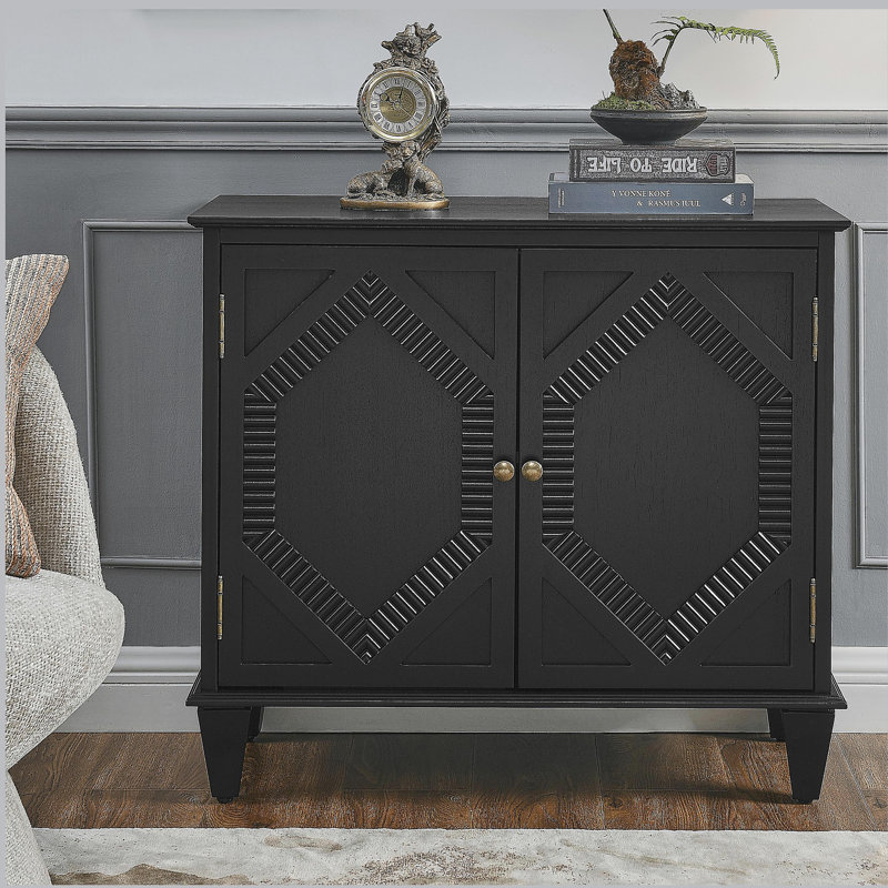 Buffet rétro en bois avec rangement, armoires décoratives, Noir