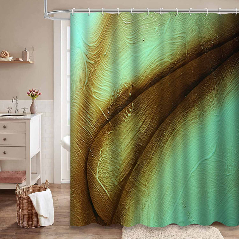Rideau de douche coloré bleu-vert olive foncé avec 12 crochets, L 72 po x l 84 po