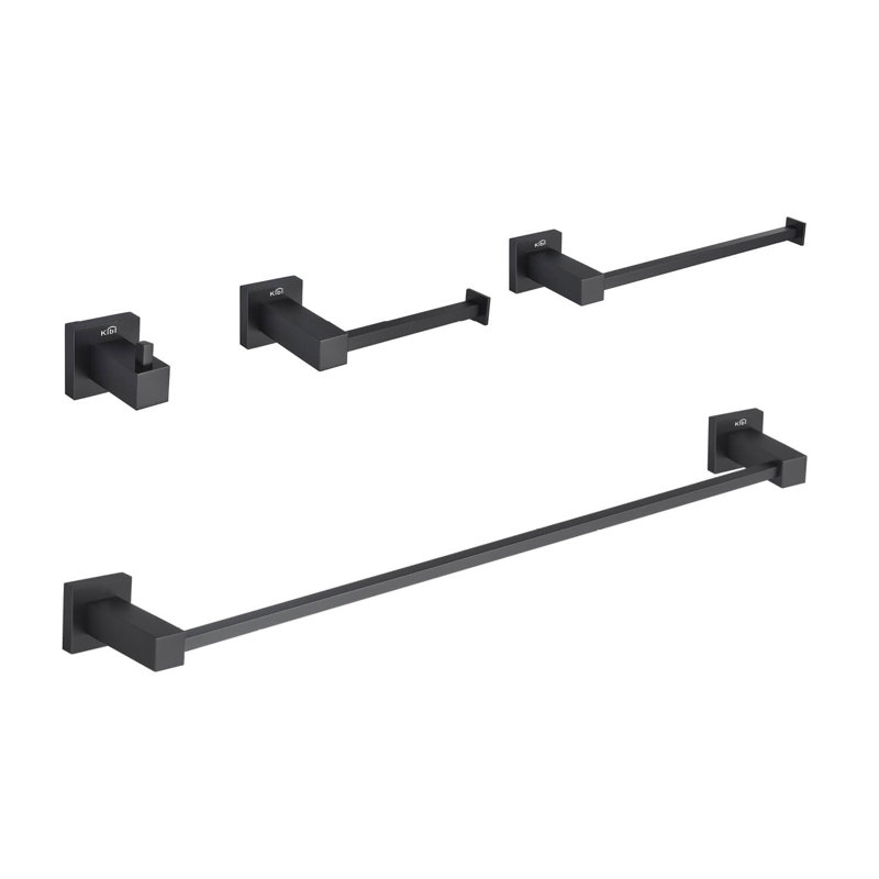 Ensemble de quincaillerie de salle de bain 4 pièces, Noir mat