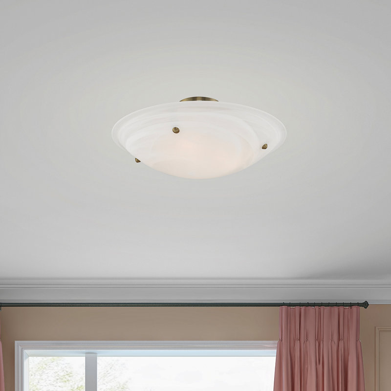 Plafonnier semi-encastré 4 lumières 24 po Aneudi, Laiton antique
