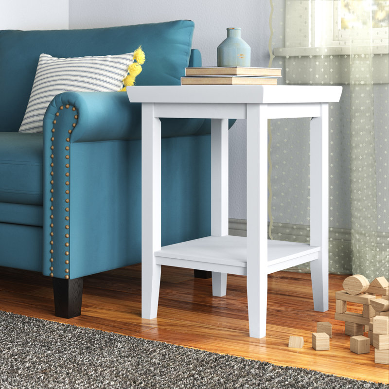 Table de bout avec plateau de rangement Gwen, Blanc, Blanc