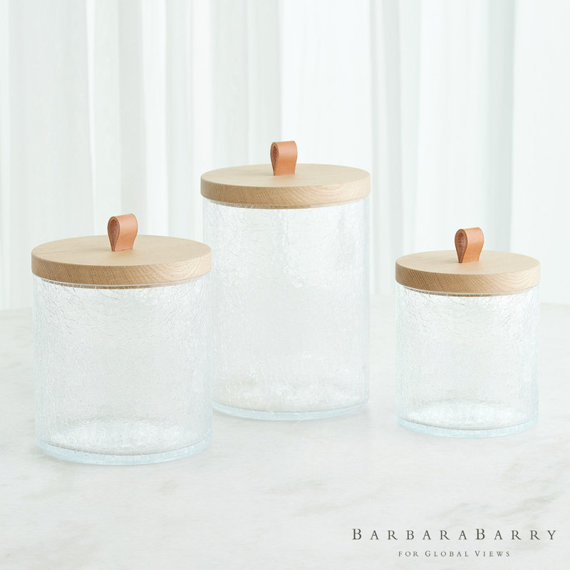 Crackle Glass Canister w/Lid, 89.6 oz