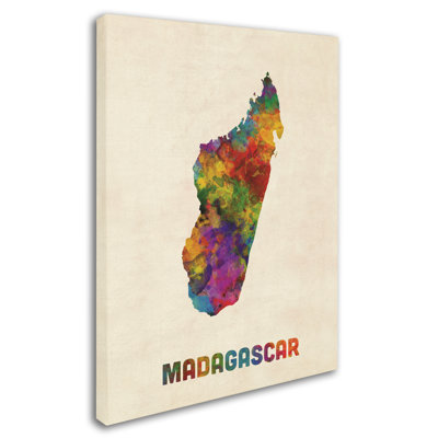 « madagascar map aquarelle », impression sur toile