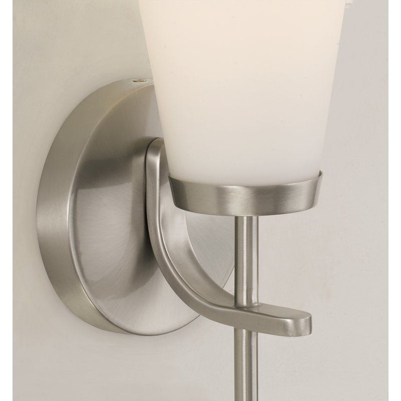 5" W x 17" H 1-Light Wallchiere Sconce in Brushed Nickel with Tapered Soft White Glass, Brushed Nickel