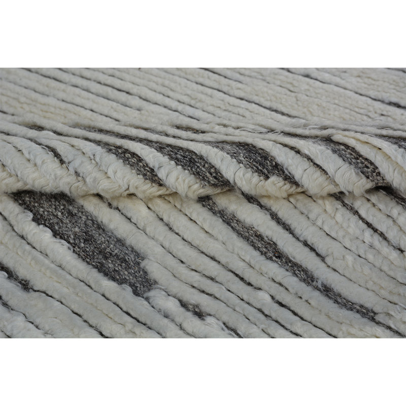 Wool Moroccan Area Rug in Ivory, Rectangle 8' x 10'