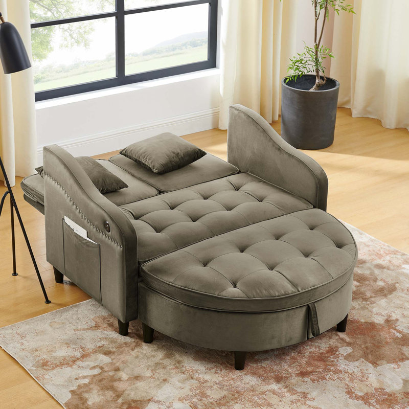 Upholstered 48.5 " Fabric Loveseat, Tissu brun