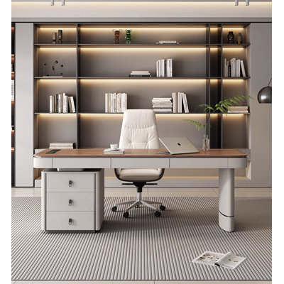 Modern Executive Office Desk with Drawer Storage