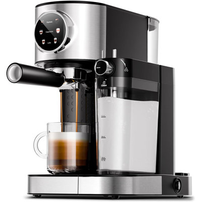 20Bar Espresso Machine with Automatic Milk Frother, Touch Screen, Dual Heating System, 3-in-1 Design, and Capsule Compatible for Coffee Lovers.