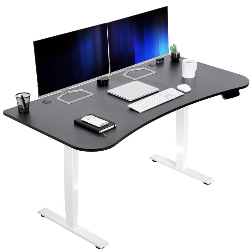 63" x 32" Electric Desk with Touch Screen Memory Controller, 2E1B Series, Black/White