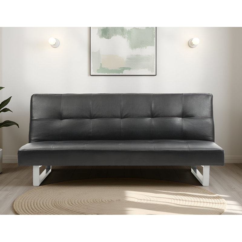 Glory Furniture Chroma Faux Leather Sofa Bed, Black Faux Leather
