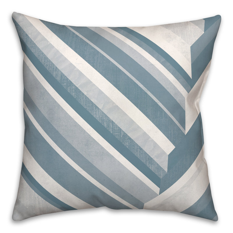 Coussin décoratif intérieur / extérieur à rayures, Bleu