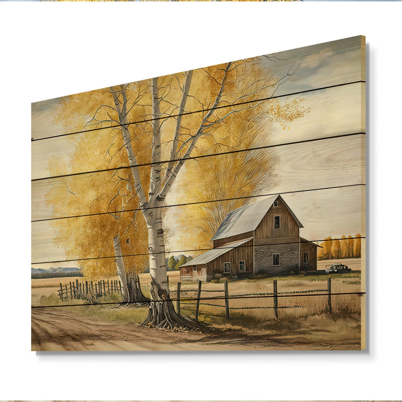 Grange jaune au printemps VII - impression, H 12 po x l 20 po x P 1 po