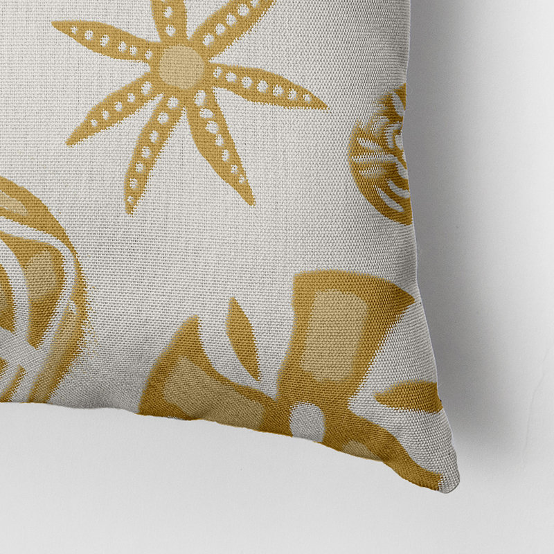 Geometric Outdoor Reversible Throw Pillow, Mustard