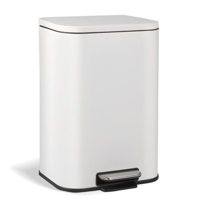 5.3 Gallon Commercial Trash Can, Fingerprint-Proof Stainless Steel Garbage Can for Kitchen with Soft-Close Lid & Foot Pedal , Space Saving Design for Home Office Restaurant, White