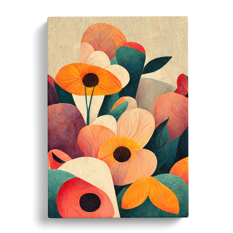 Unique Flowers Abstract No.3 - Wrapped Canvas, 76cm H x 50cm W x 3cm D