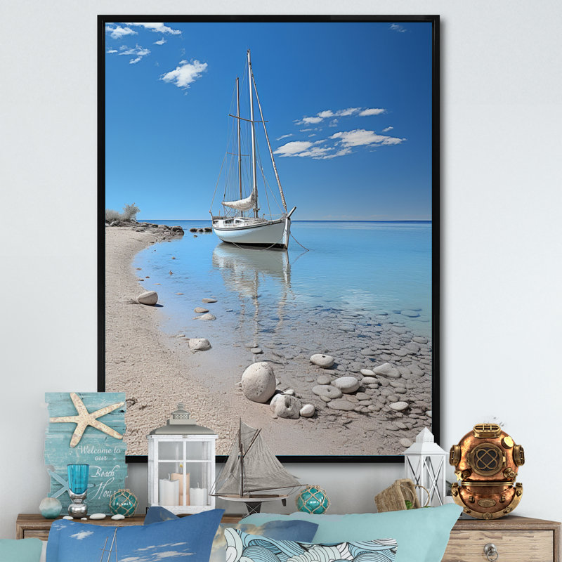 Hartmut " Boat Elegance Minimalism IV ", 40" H x 30" W x 1.5" D, Black Floater Framed