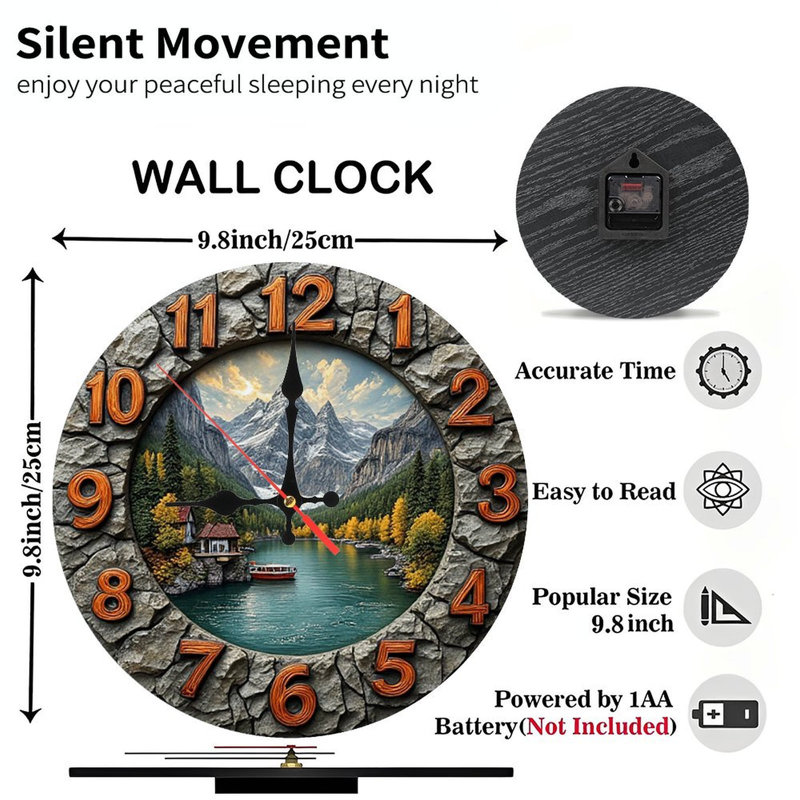 Stone Mountain Lake Clock Wall Decor