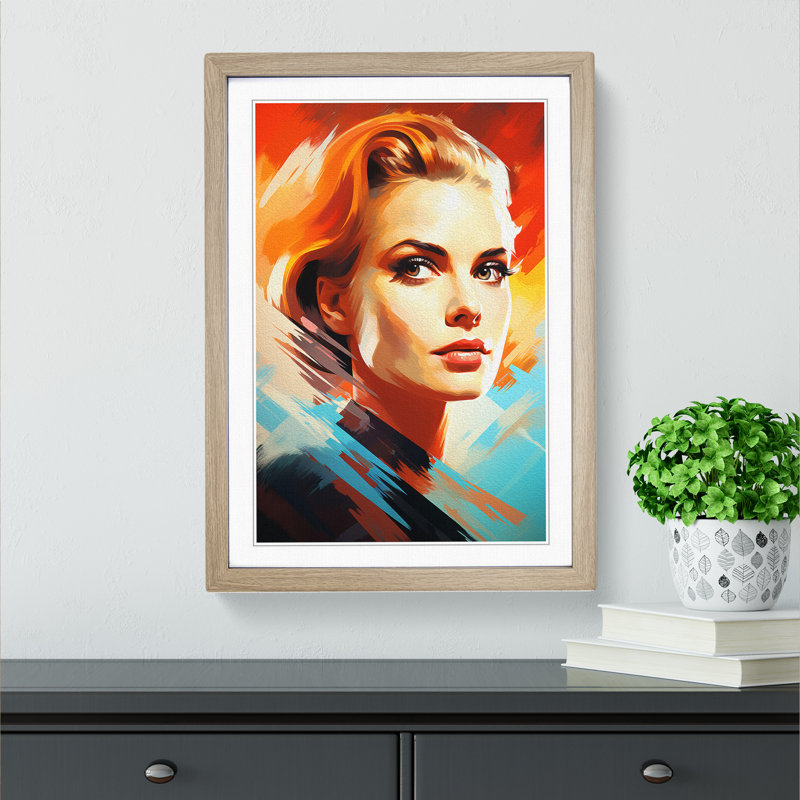 XYZ-FRM-V1223-3511 Grace Kelly Futurism - Single Picture Frame Print on Wood
