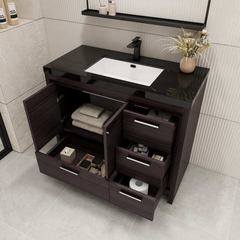Ensemble de meuble-lavabo simple 42 po Ephesus, Chêne noir gris