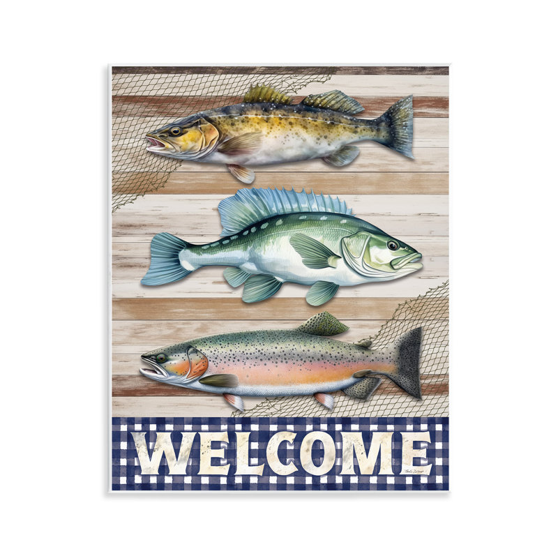«Welcome with Rustic Fish», plaque murale par Nicole DeCamp