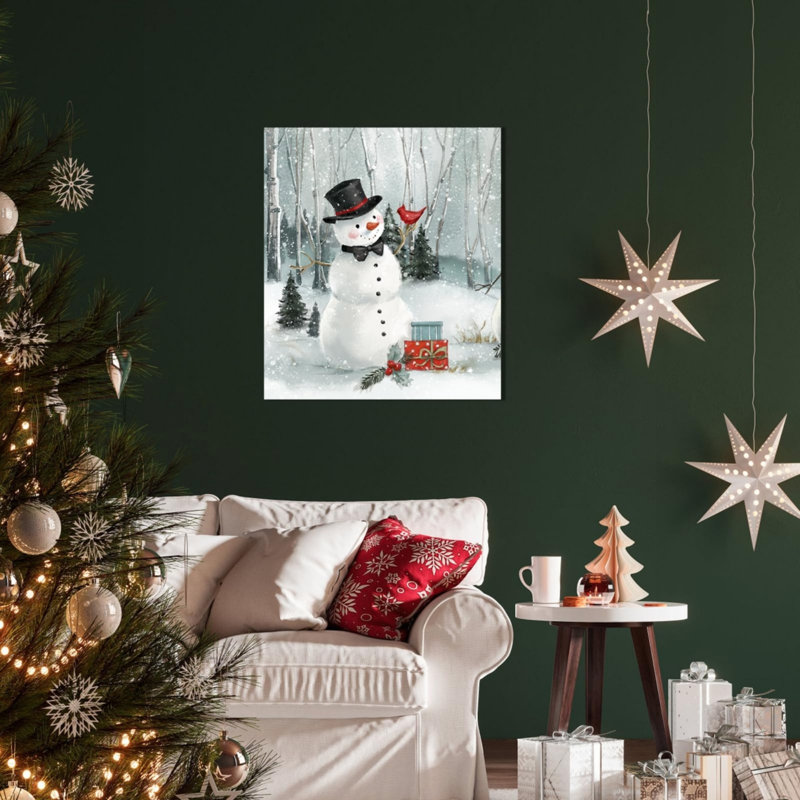 Art mural en toile de Noël bonhomme de neige sans cadre 16 po x 20 po