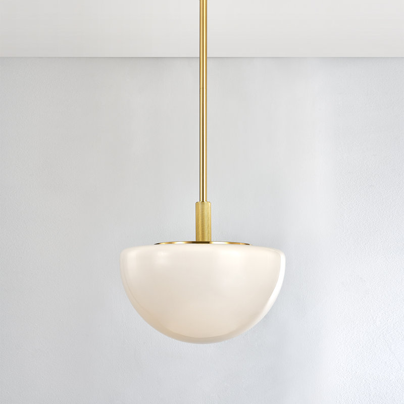 LETHBRIDGE 1 LIGHT PENDANT, 22" H x 19" W x 19" D, Aged Brass