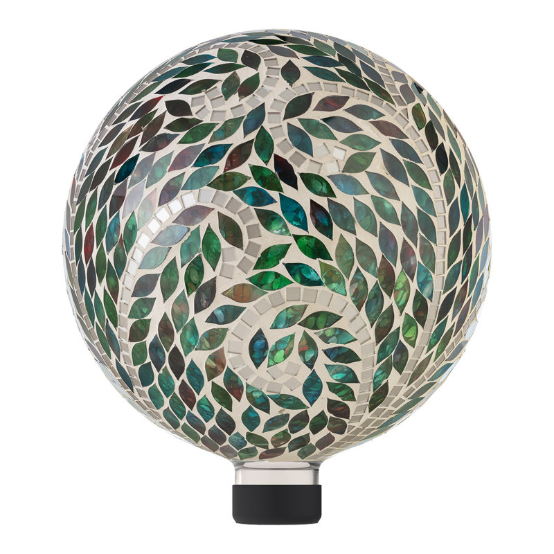 15"H Mosaic Gazing Globe with Scroll Pattern and Stand