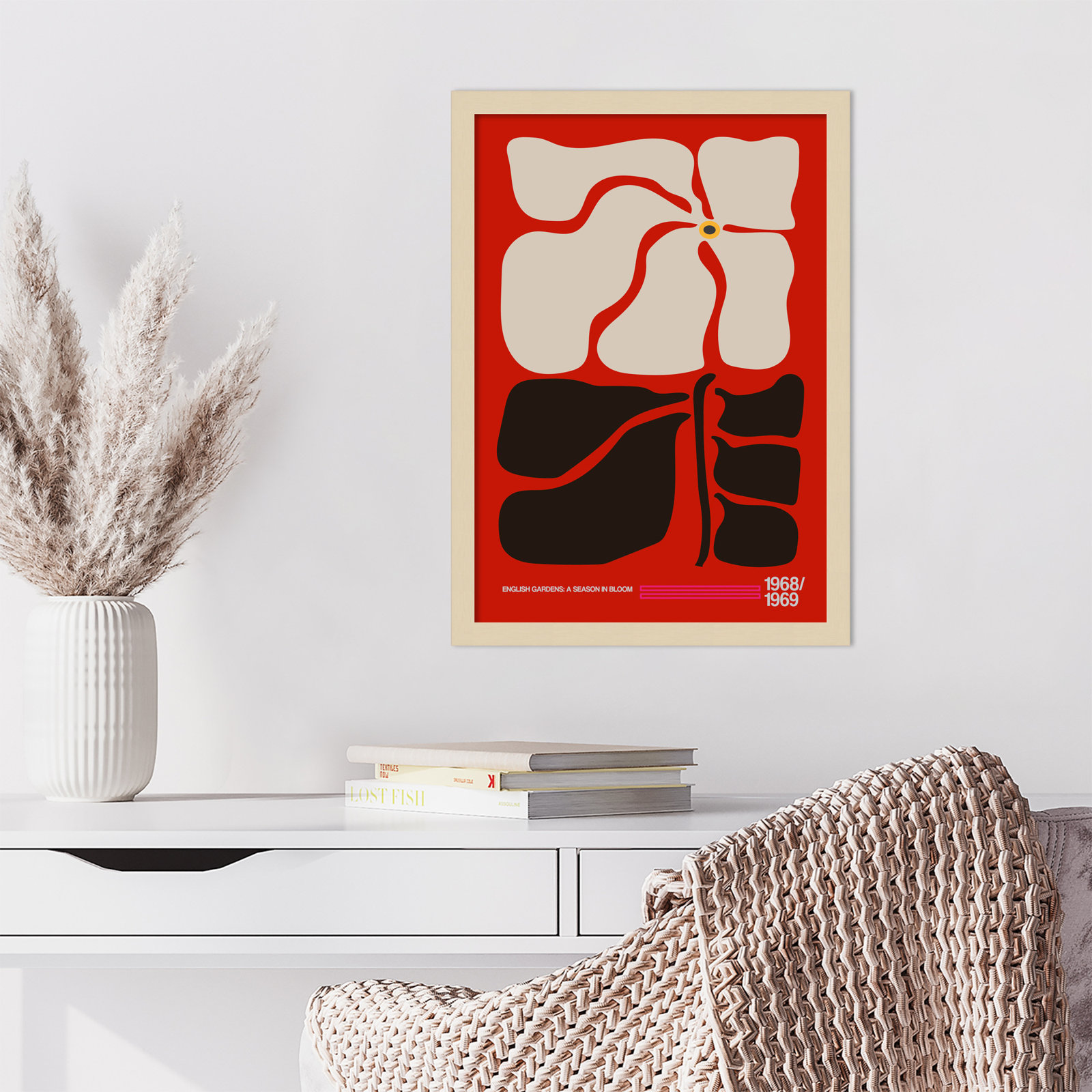 English Gardens Red by Frances Collett, Brown, 21" H x 15" W x 1" D